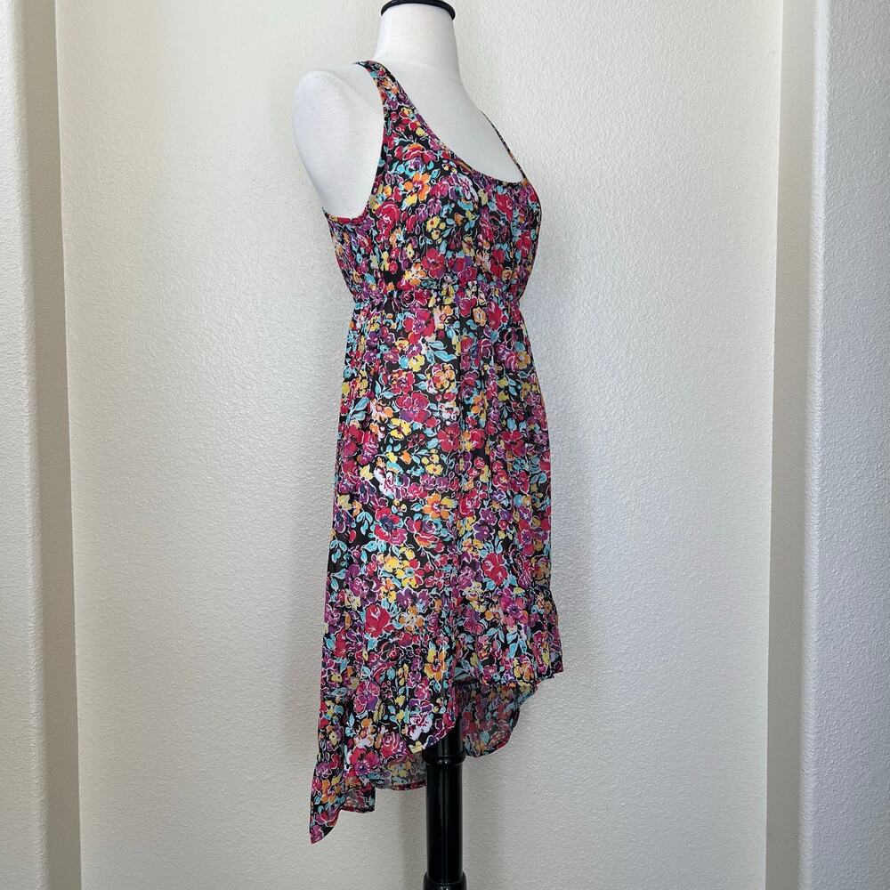 Xhilaration floral print sheer racerback high-low ruffle hem dress swim coverup
